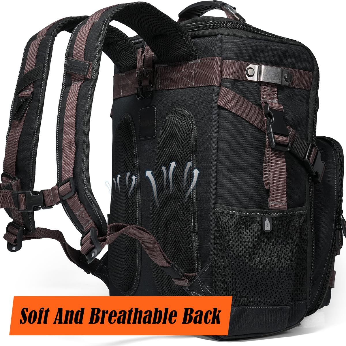 WELKINLAND 46-Pockets Electrician Backpack, Full-Open Tool Backpacks, Heavy Duty Tools Backpack, Waterproof Waxed-Canvas Tool Backpacks, HVAC, Mechanics Tools Bag