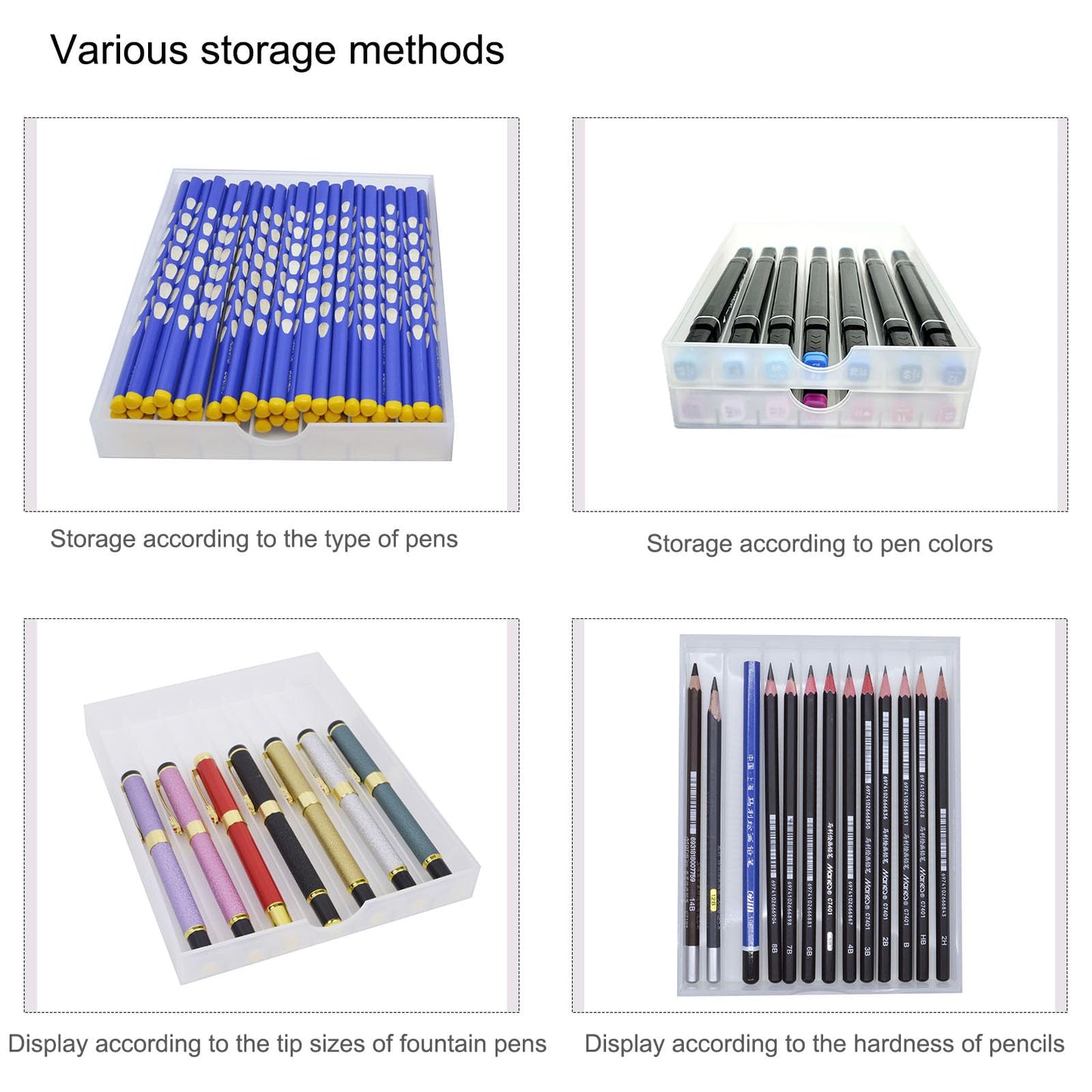 FASTRYF Craft Organizers and Storage, Pencil, Crayon, Marker, Pen Organizer, Pen Holder, Pen Tray Storage with Gel Pens, Fountain Pens, Chalk for Office, Art & Craft Room - 8Pack
