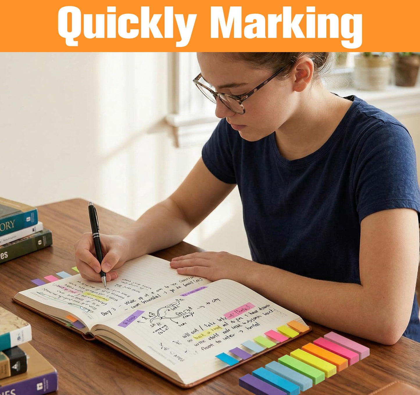 40 Pack Sticky Notes Flags Tabs Page Markers,4000 Sheets Index Tabs,Small Self-Stick Note Pads,8 Bright Colors Page Flags Mini Self-Stick Pads to Post for Office,School,Home,Meeting,Back to School