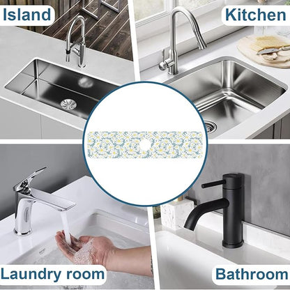 White Flower Sink Faucet Absorbing Mat Cute Chamomile Super Absorbent Fast