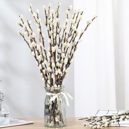 Natural Preserved Dried PussyWillow Branches for Vases, 30 Stems Real Willows, 17" Snow Pussywillows, Dried Flowers for Indoor and Outdoor Decor, Wedding Home DIY Floral Art Plants Fireplace