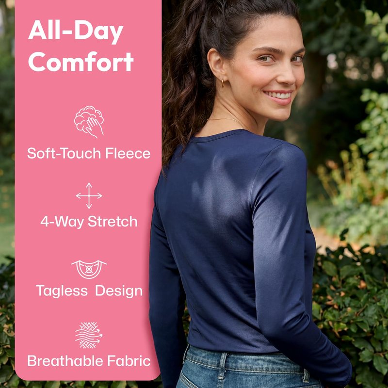 WEERTI Thermal Underwear for Women Long Johns with Fleece Lined Base Layer Women Cold Weather Top Bottom-Navy XL