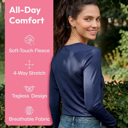 WEERTI Thermal Underwear for Women Long Johns with Fleece Lined Base Layer Women Cold Weather Top Bottom-Navy XL