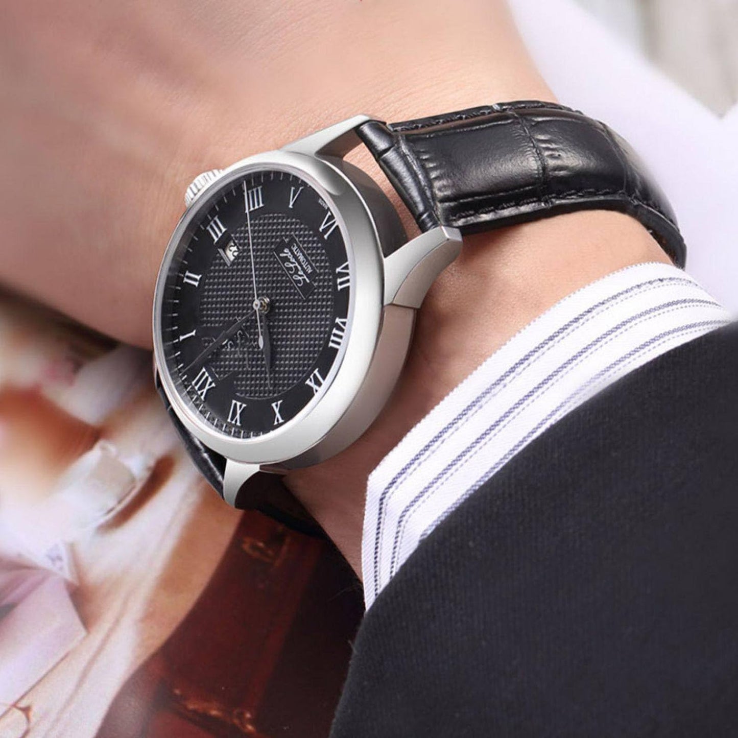 Aoeiwv Genuine Leather Watch Bands Quick Release Soft Calfskin Alligator Embossed Leather Strap Business Casual Universal Replacement Band 12/13/14/15/16/17/18/19/20/21/22/23/24mm for Men Women