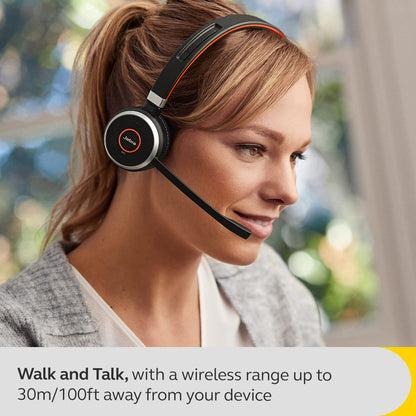 Jabra Evolve 65 SE Link380a UC Stereo- Bluetooth Headset with Noise-Cancelling Microphone, Long-Lasting Battery and Dual Connectivity - Works with All Other Platforms - Black
