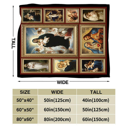 Virgin Mary Blanket Christian Catholic Mother of God Throw Blanket Soft Warm Cozy Fuzzy Plush Gifts for Girls Women Lightweight Fleece Flannel Stuff Gift for Kids Adults 50"X40"