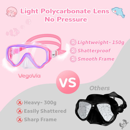 VegoVia 2 Pack Kids Swim Goggles with Nose Cover 6-14, Kids Pool Goggles for Swimming 8-14 4-7 Girls Boys Youth Toddler, Anti Fog No Leak UV Protection Clear Diving Swim Mask Underwater Wide View