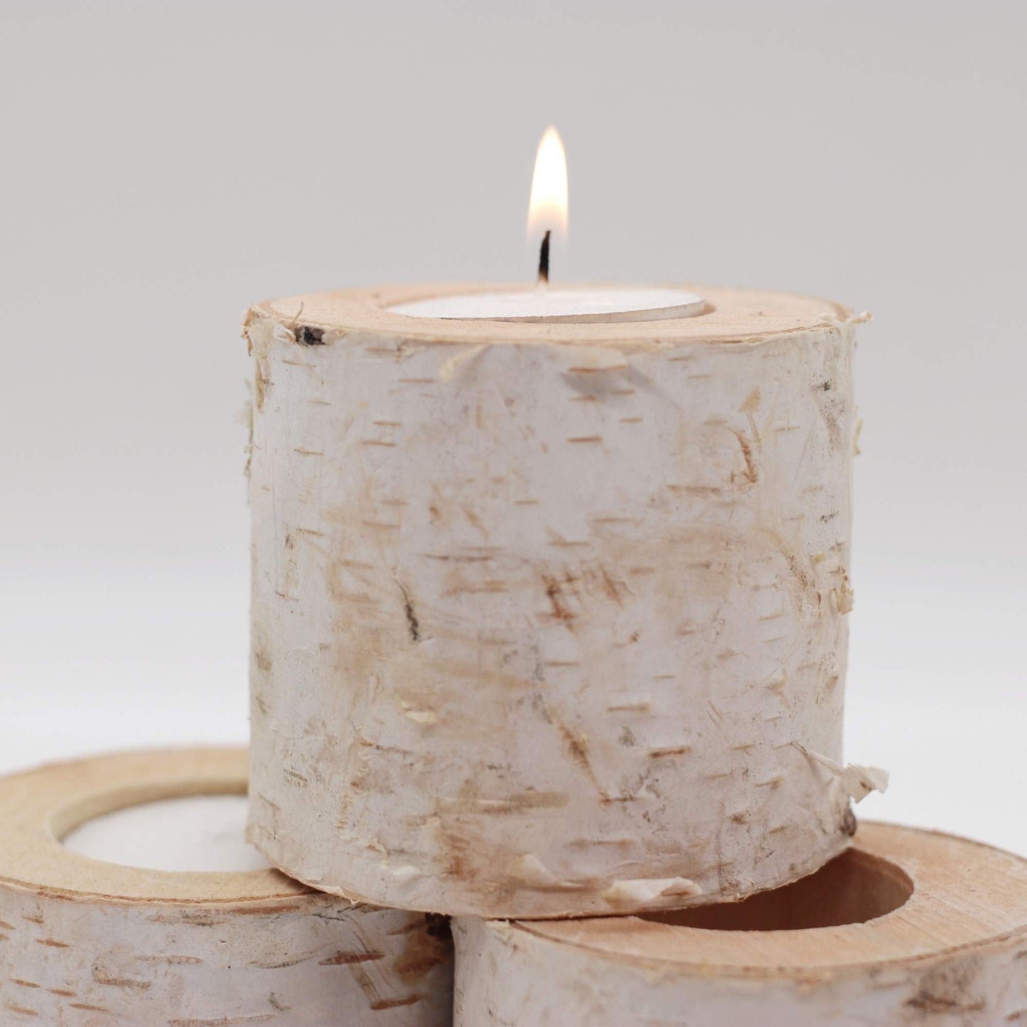 Christmas Birch Tealight Holder Real Birch Log Candle Holders Wooden Tealight Candleholder Succulent Plant Holder for Home Party Fireplace Decoration (Pack of 4 Same Height 2.36"x2.36")