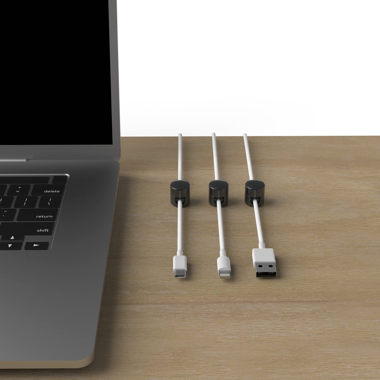 ICONIT Cable Anchors for Desk Organization Gun Metal | Premium Aluminum Cord Organizers | Charger + Cable Management Clips for Home & Office | Stylish, Sturdy, & Functional | (3 Pack)
