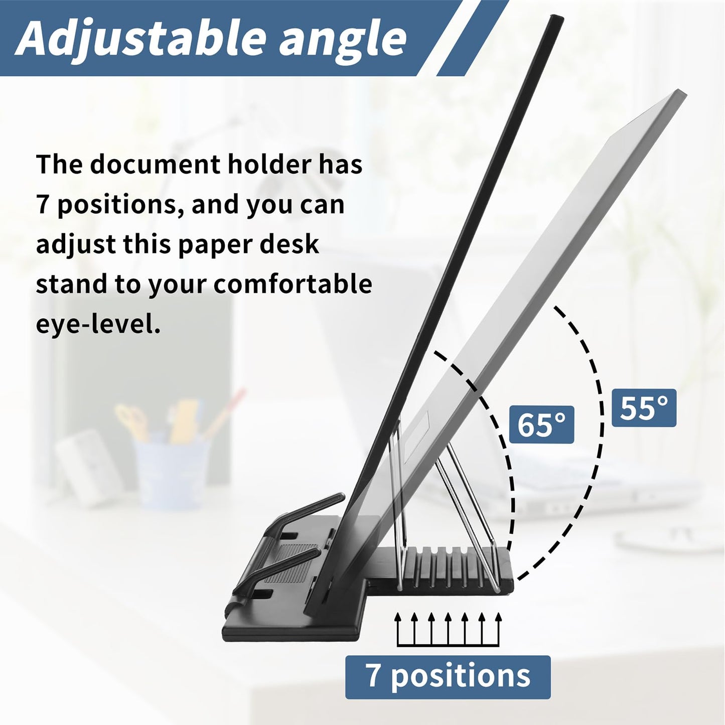 TONOS Paper Stand Document Holder - Quality Document Holder for Desk, Paper Stands for Desk When Typing, Sturdy Stainless Steel Copy Holder, Adjustable Angle, Papers Holder Stand for Desk Typing