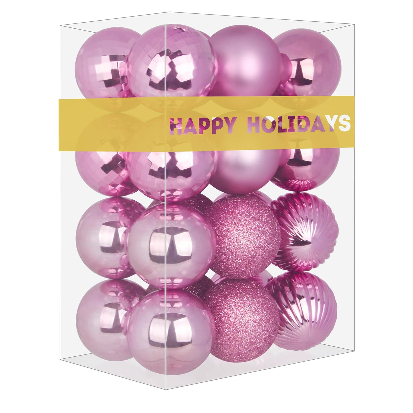 GameXcel 24Pcs Christmas Balls Ornaments for Xmas Tree - Shatterproof Christmas Tree Decorations Medium Size Hanging Ball Pink 2.5 inch x 24 Pack inch