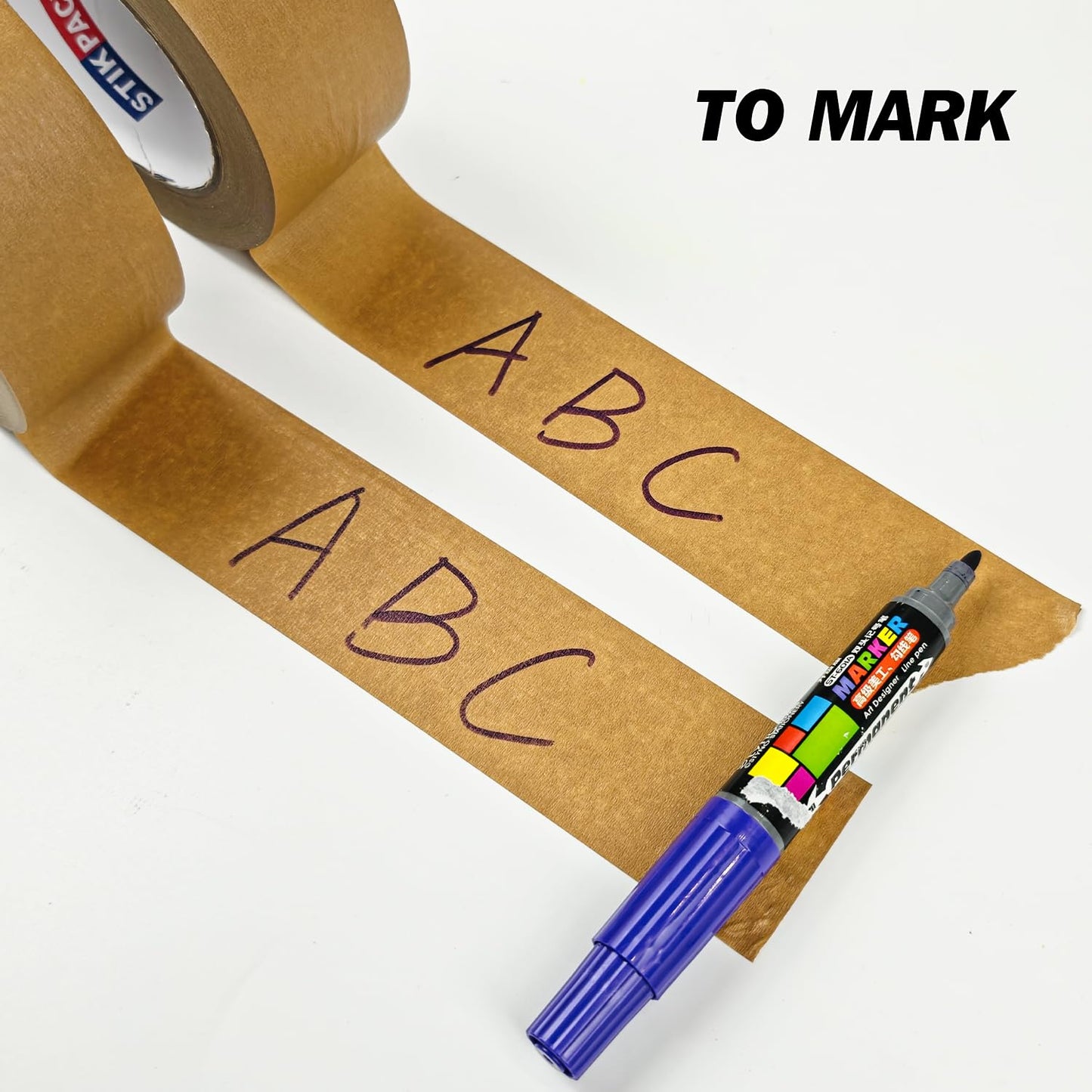 STIKPACK 6 Rolls, Heavy Duty Kraft Paper Tape, 50mm x 50m, Self-Adhesive and Easy to Tear,Eco-Friendly and Biodegradable, Writable,Uncoated, No Noise Paper Packaging Tape for Masking, Sealing,Packing