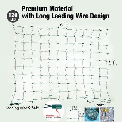 Sylampow Led White Christmas Net Lights Outdoor Christmas Bushes Lights 120Led 6ftx5ft, Connectable Outdoor Indoor Mesh Net Lighting for Xmas Holiday, Garden, Lawn, Shrubs, Trees, Bushes Decorations