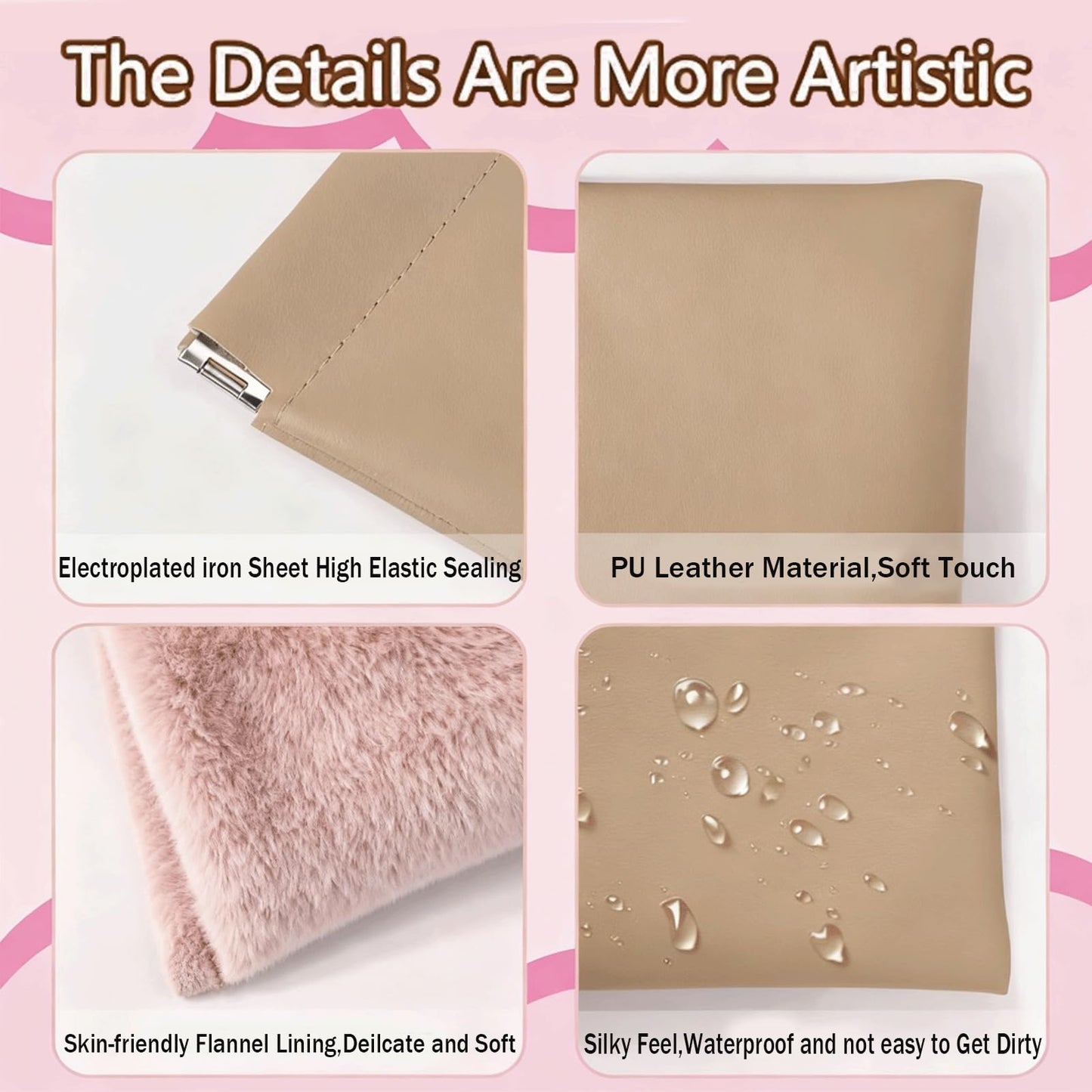 EREBLOOM Leather Pouch, Personalized Snap Closure Leather Organizer Pouch, No Zipper Self-Closing Design for On-the-Go