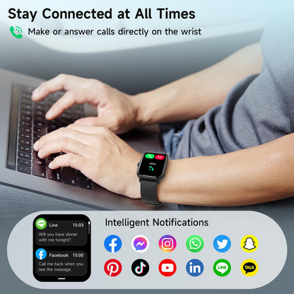 Smart Watches for Men Women, Alexa Built-in, 1.8" Smartwatch with Heart Rate/SpO2/Sleep/Stress, IP68 Waterproof Fitness Tracker with Bluetooth Call (Answer/Make), 101+ Sports Modes, for Android iPhone