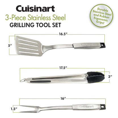 Cuisinart CGS-333 Professional Grill Tool Set (3-Piece),Black and Stainless Steel