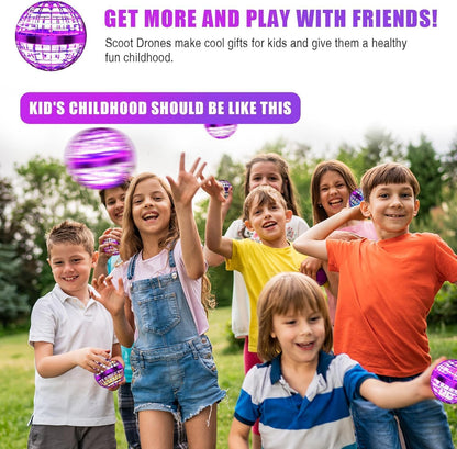 Unyfu 2025 Flying Orb Ball Toy, Galaxy Boomerang Hover Ball Led Lights Mini Drone Globe Hand Controlled Flying Ball Toys Cool Toys Gift for 6 7 8 9 10+ YearOld Boys Girls Teens Outdoor Toys(Purple)