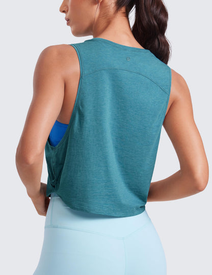 CRZ YOGA Pima Cotton Dropped Armhole Tank Kingfisher Heather XX-Small
