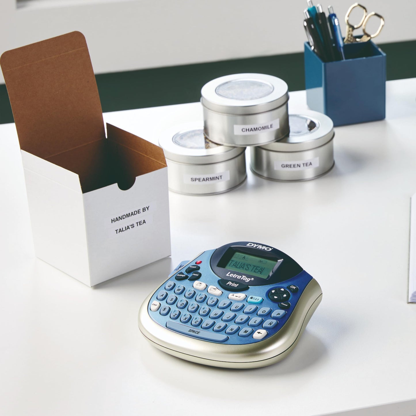 DYMO LetraTag Bundle, Handheld 100T Printer, Portable, QWERTY Keyboard, Includes 13ft Black on White Labels and 13ft Black on Clear Labels - Home Organization, Crafting, Labeling