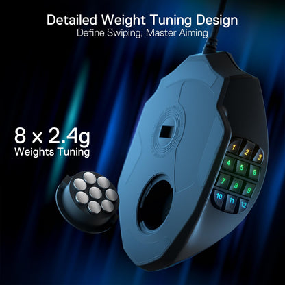 Redragon M913 Impact Elite Wireless Gaming Mouse, 16000 DPI Wired/Wireless RGB Mouse with 16 Programmable Buttons, 45 Hr Battery and Pro Optical Sensor, 12 Side Buttons MMO Mous