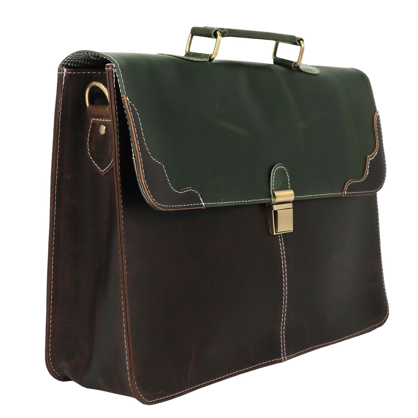 The Tannery Full Grain Genuine Leather Laptop Briefcase For Men & Women, Handcrafted Satchel For Work Crossbody Messenger Bag With Reinforced Strap Everyday Use, Best Gift For Father's Day (14 Inches)