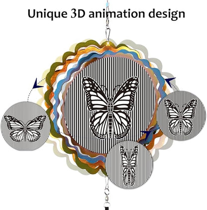 Wind Chimes for Outside with 3D Animations Butterfly Wind Spinner,37" Memorial Wind Chimes Outdoor Garden Decor,Butterfly Gift for Women Mom Grandma Wife,Patio Decorations,Garden Ornaments