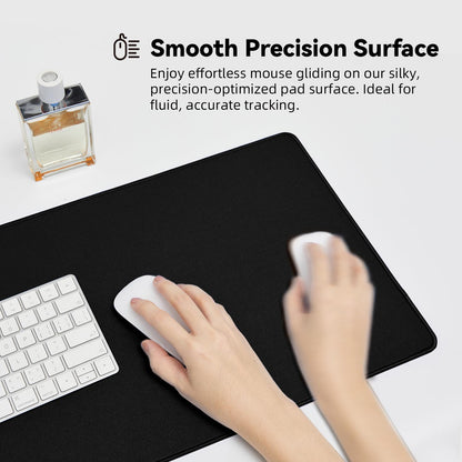 Reniteco Large Gaming Mouse Pad with Durable Stitched Edges, Non-Slip Rubber Base, Big Computer Keyboard Mouse Mat Desk Pad for Home Office Gaming Work, 31.5"x11.8"x0.12", Black