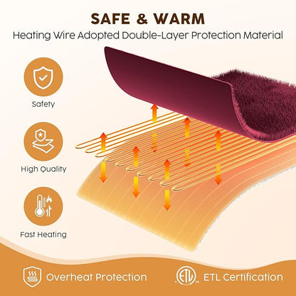 HYLEORY Heated Electric Blanket Queen 84"x90" Soft Fleece & Flannel with 5 Heating Levels & 10 Hours Timer Auto Shutt Off, ETL Certified, Washable，Heated Blanket for Body-Red