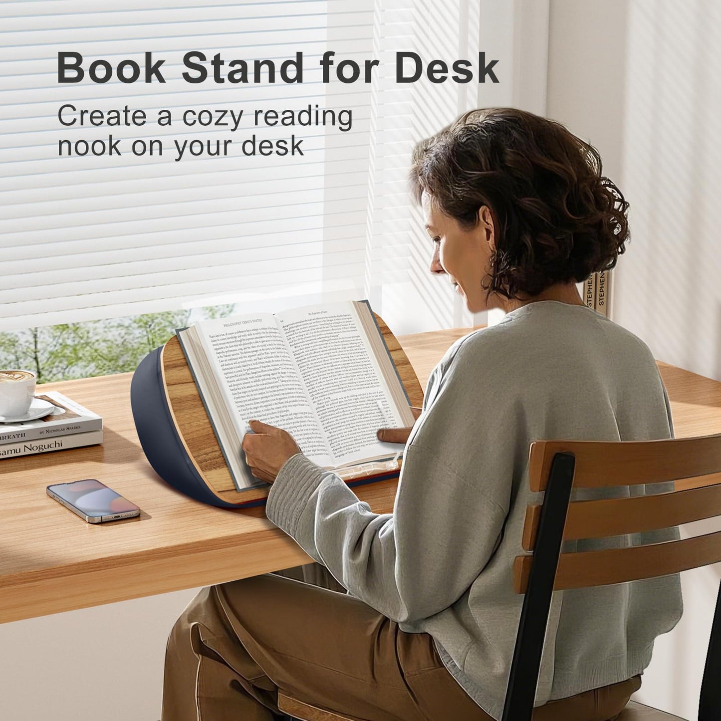 ERGONOV Lap Beanbag Book Stand for Hands Free Reading Comfortable Reading Pillow Stand Minimize Neck Strain Perfect Idea for Book Lovers in Dorm Room or Anywhere Else with Bookseat(Gray)