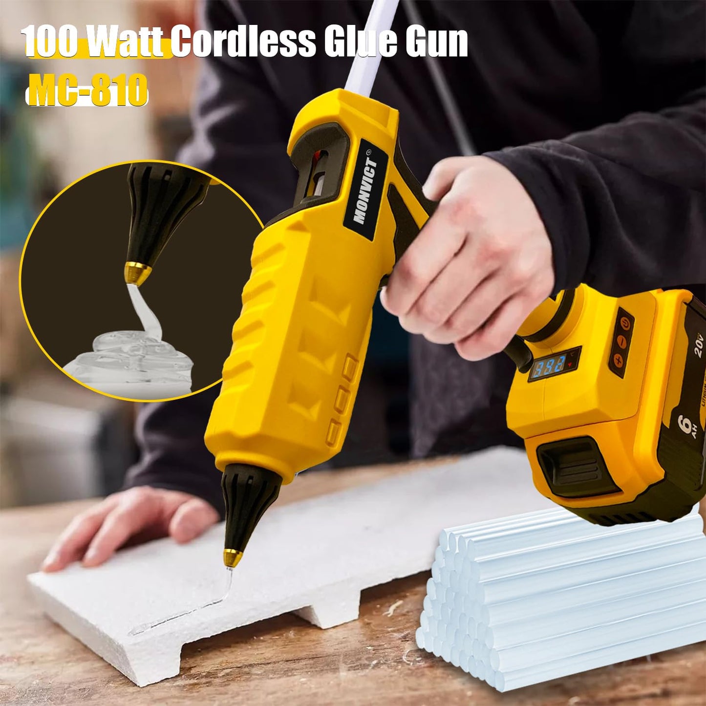 Hot Glue Gun Sticks, 60 Pack MONVICT Glue Sticks with 4" Long 0.43” Diameter, Craft Hot Glue Pastes All Purpose Hot Melt Glue Sticks for Most Glue Guns, Clear Glue Sticks for DIY, Arts & Crafts