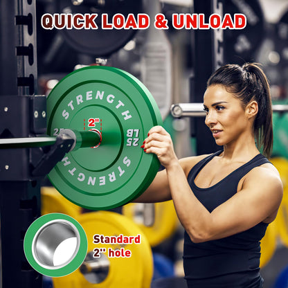 Rendpas Premium Color-Coded Rubber Bumper Plates Set - 2 Inch Noise Reducing Olympic Weight Plates for Cross Training (260LB)