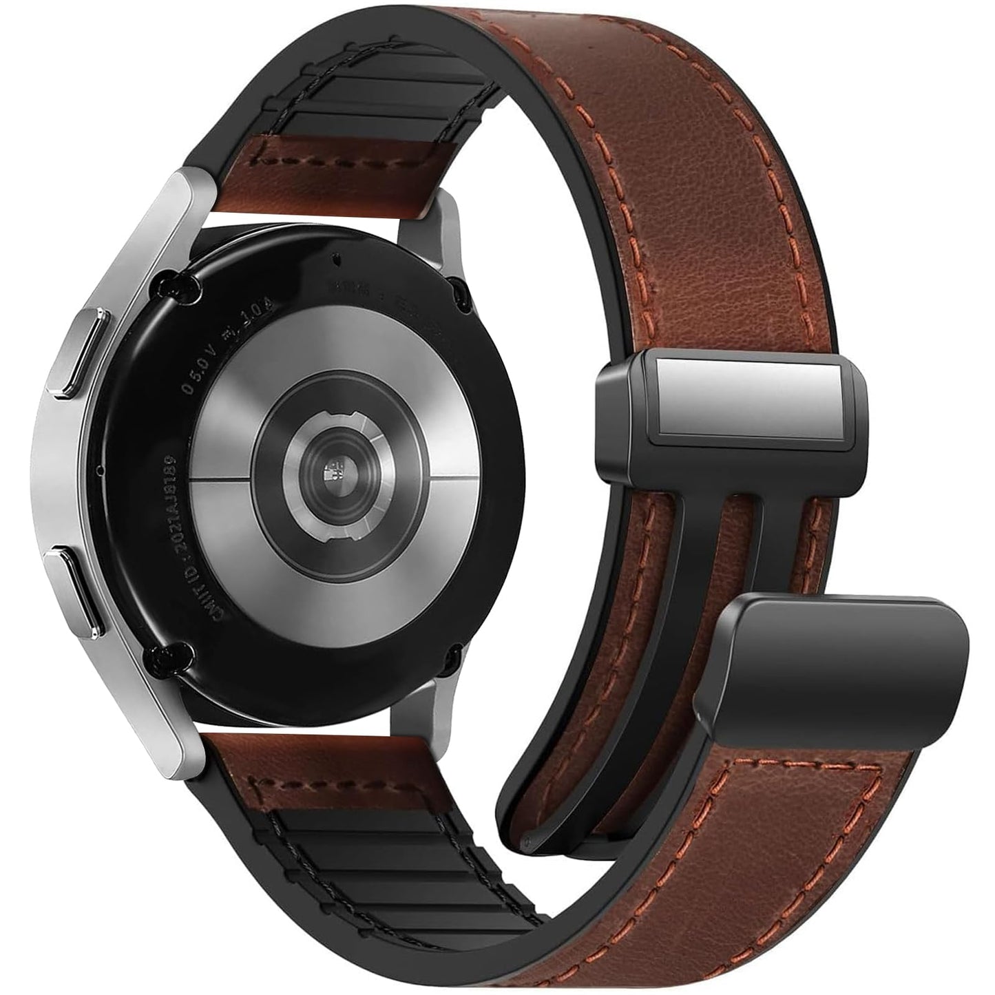 WestEagle Magnetic Leather Band Compatible with Samsung Galaxy Watch 7/6/5/4/Active 2 40mm 44mm/Watch 6 Classic 43mm 47mm/Watch 5 Pro 45mm/Watch 4 Classic 42mm 46mm, 20mm Strap for Men