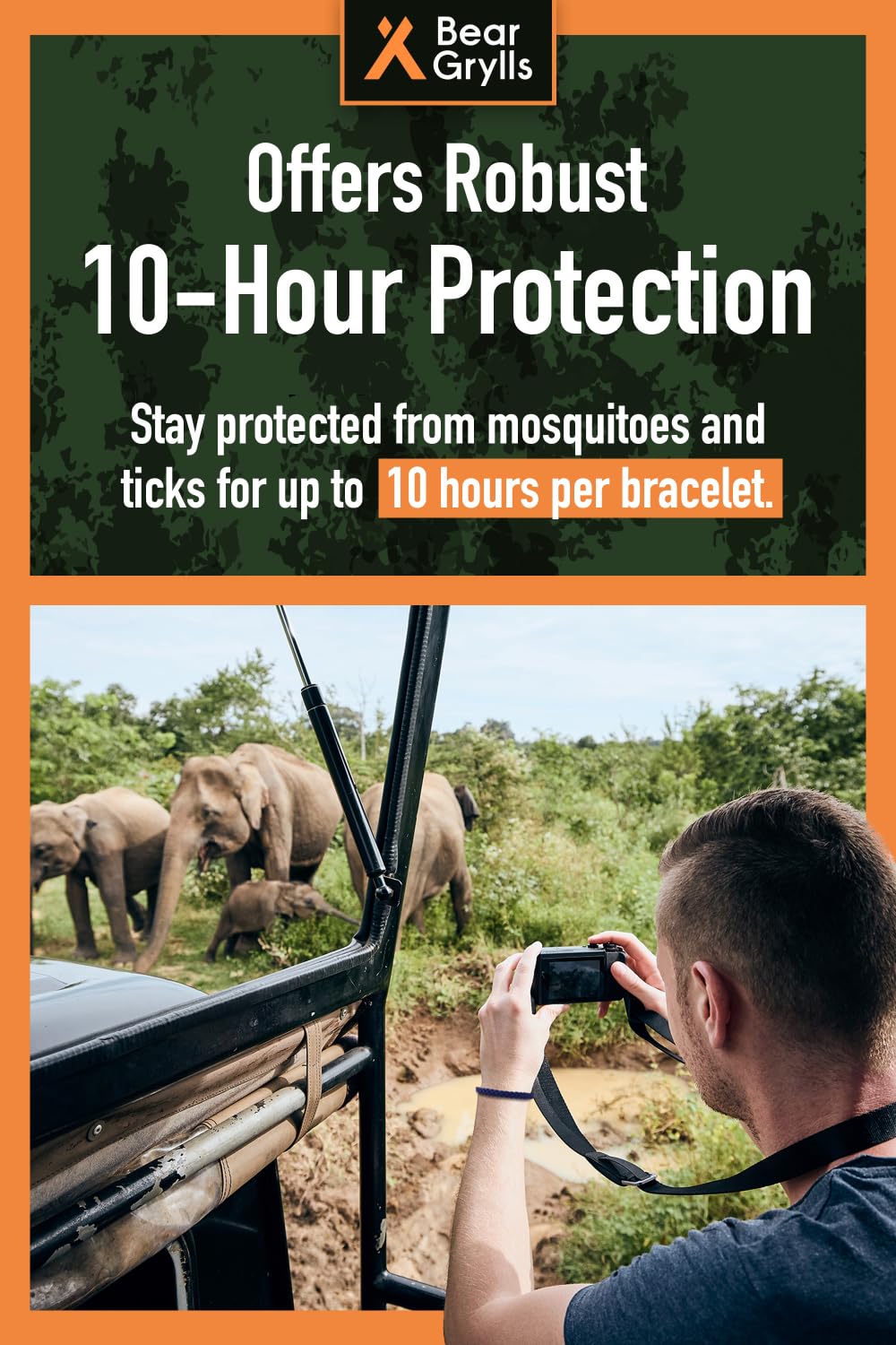 Bear Grylls Mosquito Repellent Bracelets | Crafted for Adventure | Adjustable Leather | DEET-Free | Long-Lasting Protection | Pack of 10