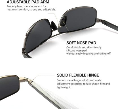 SUNGAIT Ultra Lightweight Polarized Sunglasses for Men - UV400 Protection, Stylish Rectangular Design