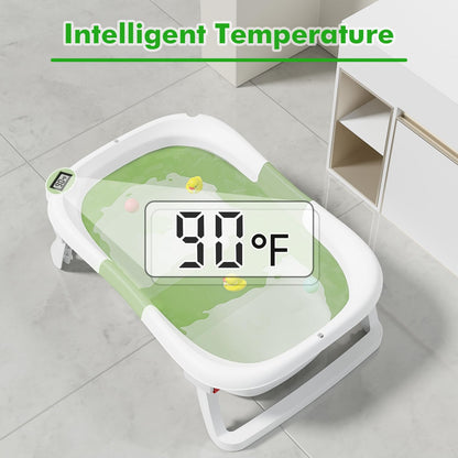 napei Collapsible Baby Bathtub,Baby Bath Tub with Soft Cushion & Thermometer,Baby Bathtub Newborn to Toddler 0-36 Months,Portable Travel Baby Tub