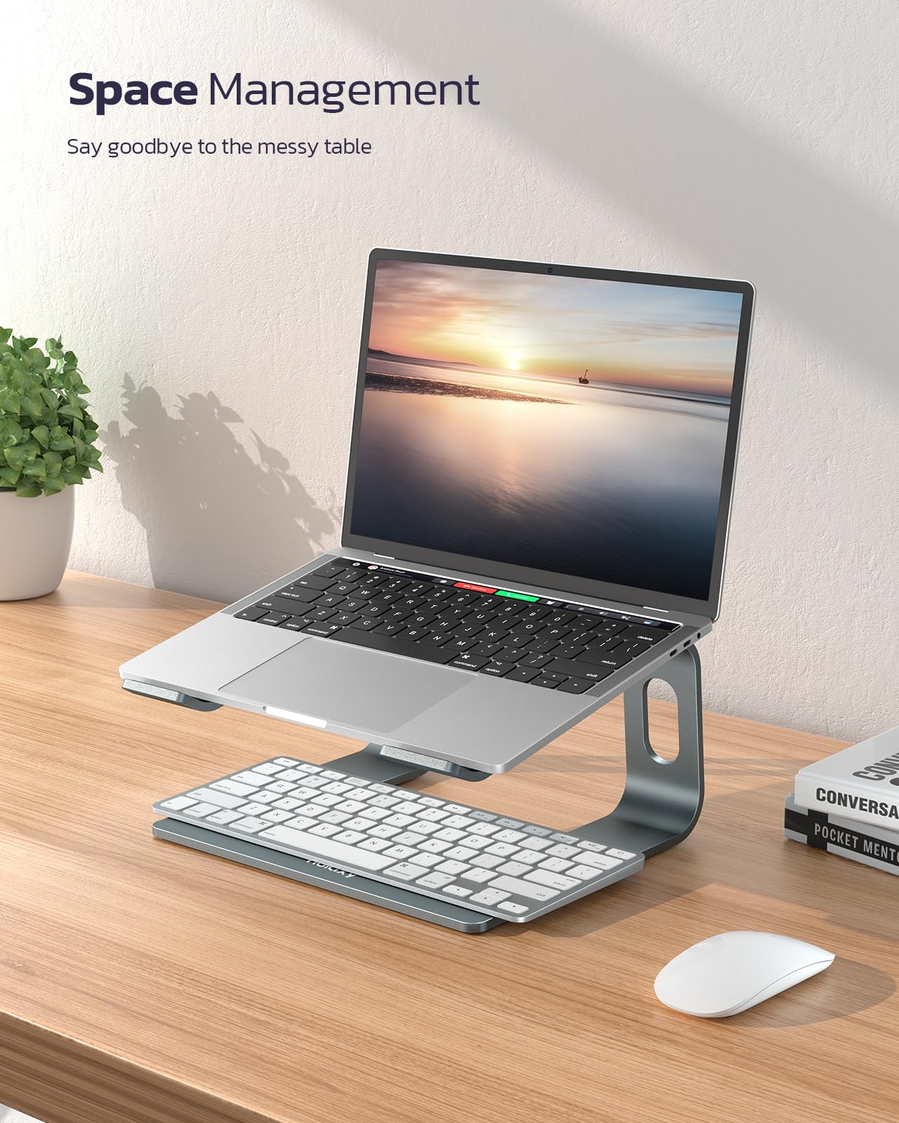Nulaxy All-Aluminum Laptop Stand for Desk, Ergonomic Detachable Ventilated Cooling Computer Riser, Anti-Slip Design Notebook Holder Compatible with All 10-16" Laptops (MacBook, Dell XPS, HP, Lenovo)