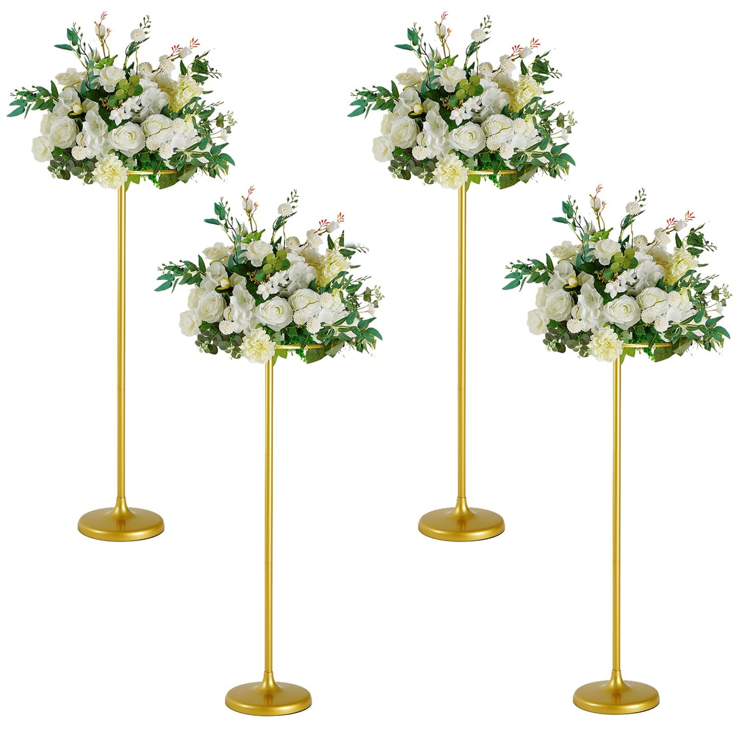 Fullvaseer 4pcs Tall Wedding Flower Stand 39.4" Wedding Centerpieces for Tables Gold Centerpieces Metal Flower Floor Vase for Party Event Wedding Reception