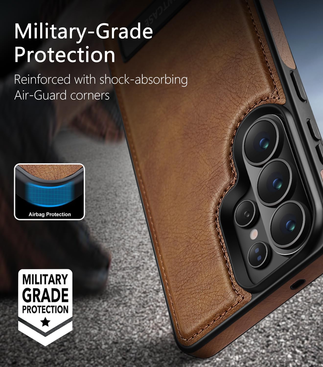WTCASE Strong Magnetic for Samsung Galaxy S26 Ultra Leather Case with Stand,[Compatible with MagSafe], Slim Adjustable Kickstand Phone Cover (Brown, S26 Ultra)