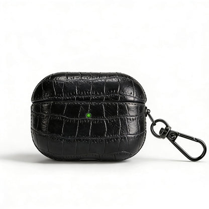 SURANBULI Crocodile Leather Case for AirPods Pro 3rd Gen 2025 - Vintage Aesthetic, MagSafe Compatible, Front LED Visible for AirPods Pro 3 Generation Protective Cover(Black-03)