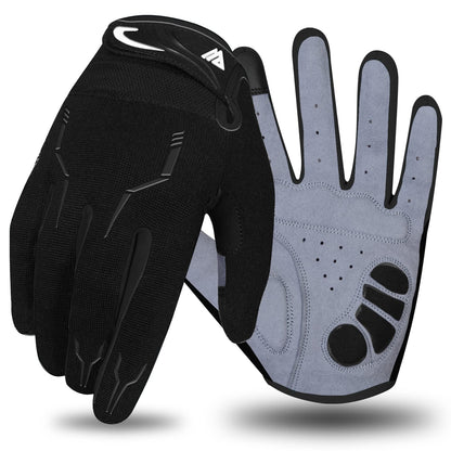 WESTWOOD FOX Cycling Bike Gloves for Men Full Finger BMX Biking Mountain for Grips - Bicycle Touchscreen MTB Gloves Padded Anti-Slip Riding Women Wheelchairs Road Cycling (Black, M)