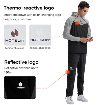 HOTSUIT High-Tech Men’s Sauna Suit Pants for Fitness Temperature Sensitive Logo Machine Washable,Black,2XL
