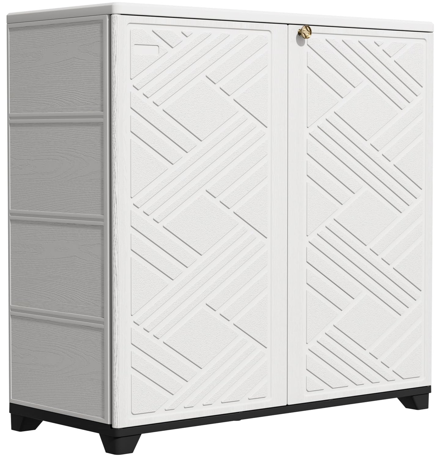 KINYING Outdoor Storage Cabinet Waterproof, 60 Gallon Resin Outdoor Storage Shed for Patio/Garden/Backyard, Outdoor Storage Box for Cushions,Garden Tools and Pool Supplies(White with 1 Shelving)
