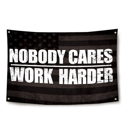 Lyeedoom NOBODY CARES WORK HARDER Motivational Gym Banner - Fitness Wall Art for Home Gym & Office - Workout Encouragement Tapestry with Inspirational Quote for Exercise Room and Dorm Decor