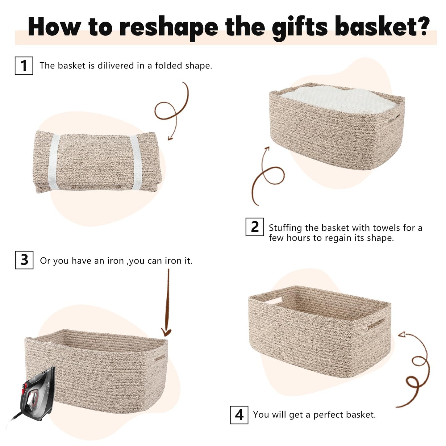 OIAHOMY Storage Basket for Shelves, Closet Cube Storage Bins Baskets for Clothes Blanket Towels, Baby Nursery, Toy Baskets Box, Woven Rope Basket, 15.75 * 11.81 * 7.09 IN, 2 Packs Brown