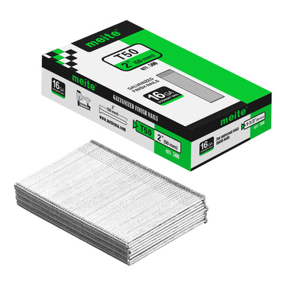 meite 16 Gauge Finish Nails - 2 Inch Galvanized 16GA Finishing Nails Straight Finish Nails for Window Casing Baseboard Crown Molding Trim Work, 500PCS
