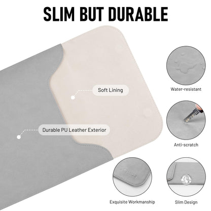 Allinside 15-16 inch Laptop Sleeve Case Compatible with MacBook Pro 16 2021-2026/MacBook Pro 15 2016–2019, Waterproof PU Leather Laptop Sleeve Bag Protective Vertical Case Cover, Gray