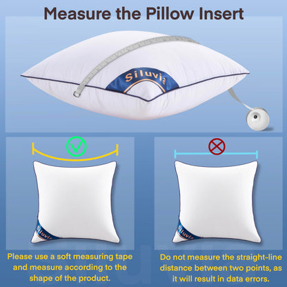 Siluvia 20"x20" Pillow Inserts Set of 2 Decorative Square Square Throw 20 Pillows with 100% Cotton Cover for Sofa, Couch, and Bed - White