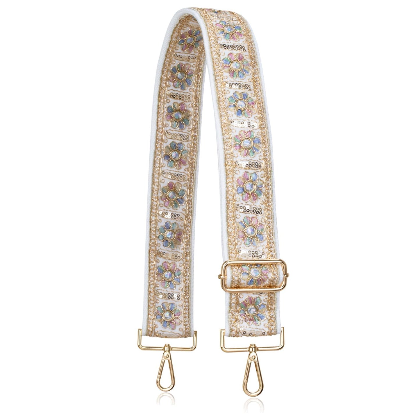 ALLZEDREAM Purse Strap Crossbody Replacement Handbag Shoulder Bag 2" Wide Adjustable Embroidered Lace Sequins (Sequin Flower)