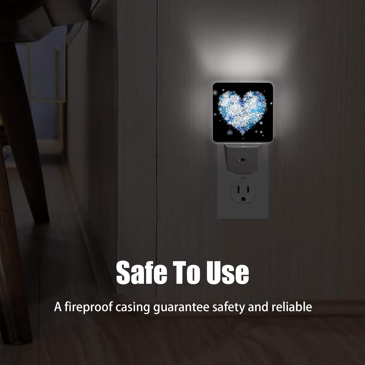 Jopowide Winter Art Hearts Dusk to Dawn Night Light, Auto Sensor Lamp Home Indoor Stairway Kitchen Corridor, Night Lights Plug into Wall Decor, Boys Girls Women Men Room Gifts