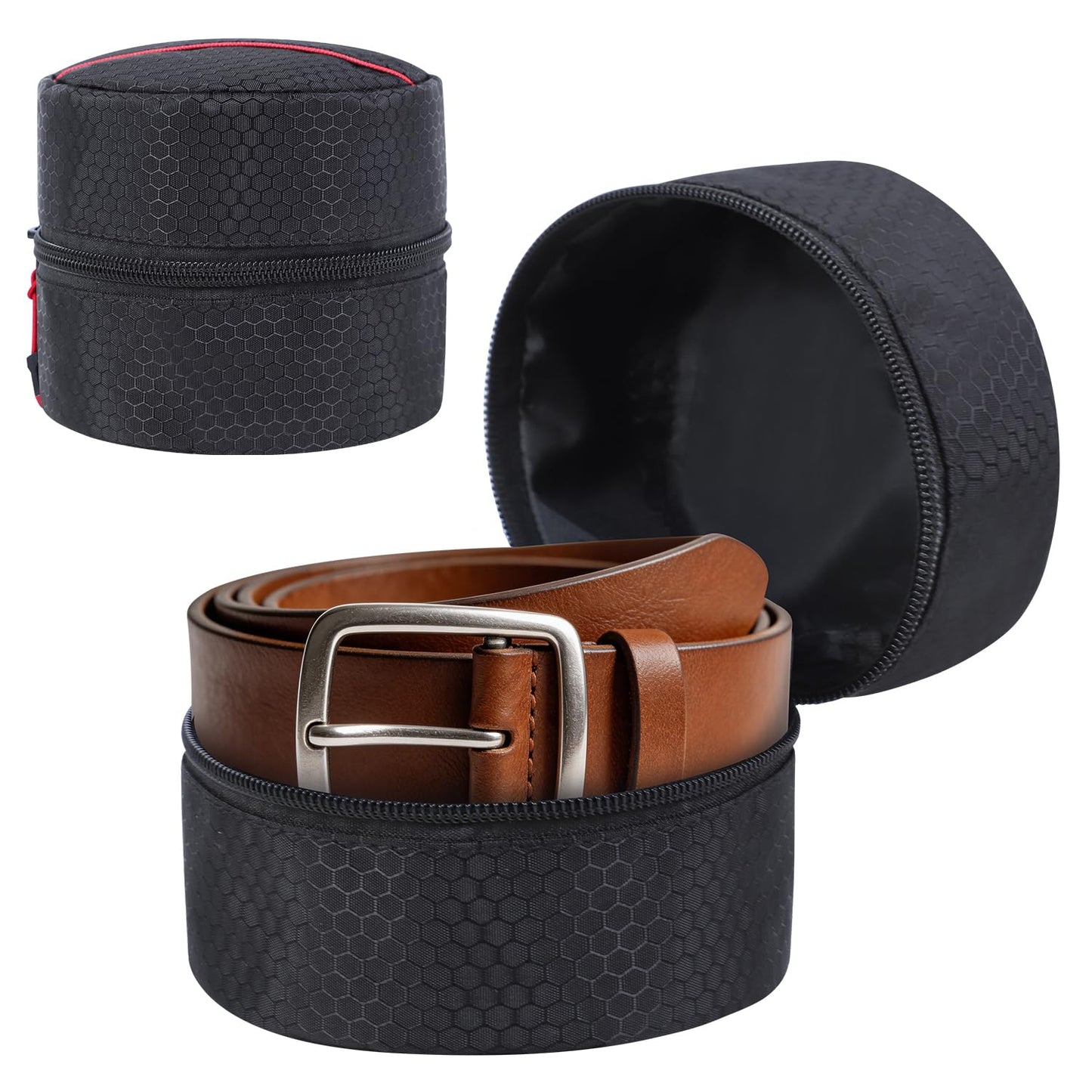 TUSIASC Belt Organizer Case,Travel Belt Storage Holder for Closet Drawer,Display Case for Belts,Ties,Portable Container Storage Holder,Height 3.9inch(Bag Only)